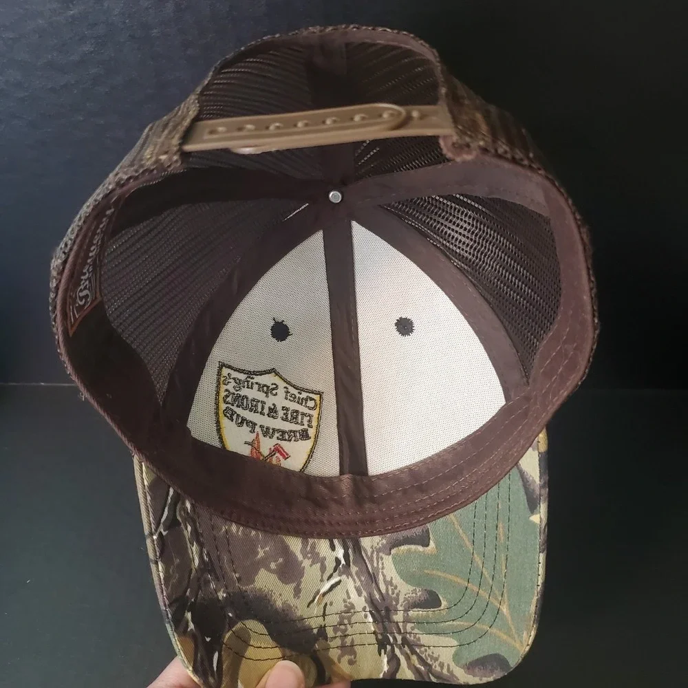 Chief Spring's Fire & Irons Brew Pub Camouflage Brewery Hat Dayton, WA‎ Beer Cap